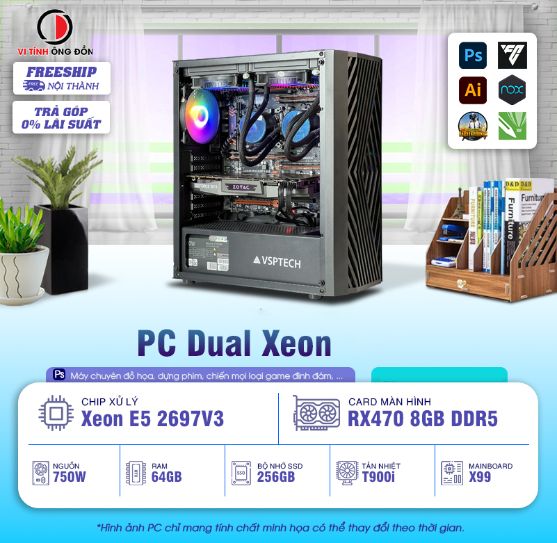 Nox X99 2 CPU 2697v3 chuyên đồ họa